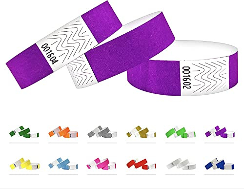 Braccialetti identificativi in Tyvek da 19 mm, 1000 pezzi, per eventi (Neon Purple, 1000 Pack)