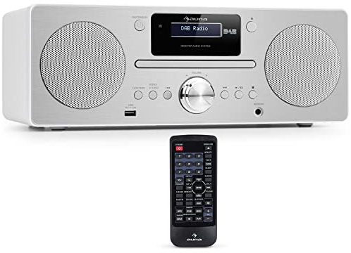 Auna Tragbares Radio mit CD Player, DAB Plus mit Bluetooth, DAB/DAB+/FM , Küchenradio mit LCD Display, MP3, USB-Anschluss, Digitalradio Klein, mit Wecker & Fernbedienung