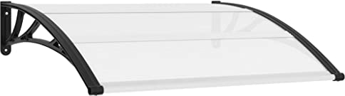vidaXL Auvent de Porte Marquise de Porte Auvent de Véranda Marquise de Fenêtre Entrée Magasin Abri Contre la Pluie Noir et Transparent 120x75 cm PC
