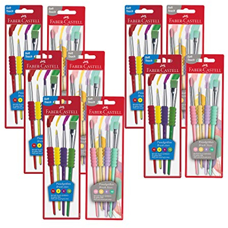 Faber-Castell Pinsel 10x 4er Set Pastell Softgriffstück (Pinselset 5x Pastell & 5x Standard)