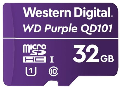 Western Digital WD Purple SC QD101 32GB Smart Video Surveillance microSDHC Card, Ultra Endurance Up to 16 TBW
