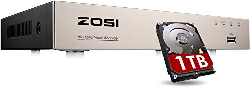 ZOSI 1080P 8 CH 4-in-1 DVR HD TVI CCTV DVR Security System Network Motion Detection H.265+ 8CH Digital Video Recorder 1TB Hard Drive for 720P,1080P Security Camera System (Renewed)