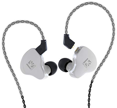 KBEAR KS1 in Ear Monitor, Auriculares Estéreo con Cable, Doble Circuito Magnectic Dinámico, HiFi Auriculares Cancelación de Ruido, Cable Desmontable(Blanco, sin Mic)