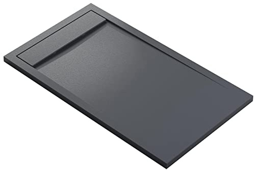 Bernstein Duschtasse New York 80x140 cm Anthrazit matt, Flache Duschwanne in Steinoptik, Duschwanne aus Verbundwerkstoff, Rutschhemmend, Ohne Ablaufgarnitur