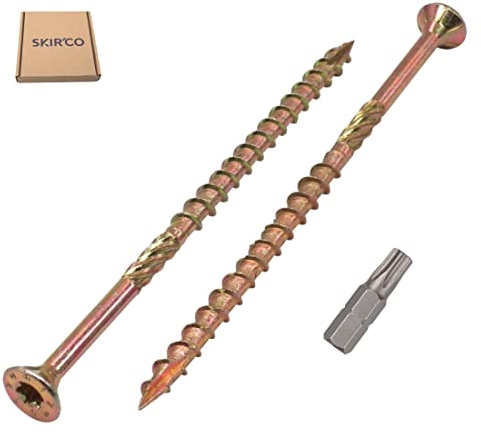 SKIR'CO Lote de 25 tornillos universales de acero chapado en zinc de 6,0 x 120 mm, cabeza avellanada, cabeza torx, tipo 17, tornillos de aglomerado (25, 6,0 x 120 mm)