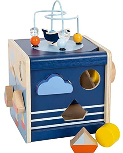 small foot Motorikwürfel Großer Ozean aus Holz, maritimes Motorikspielzeug für Kleinkinder ab 12 Monaten, 12312