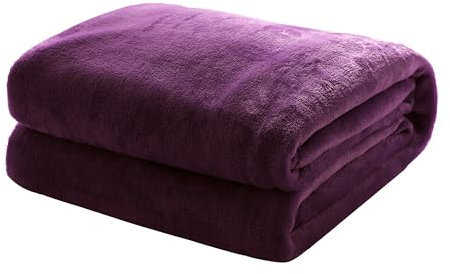 Mixi Trends Kuscheldecke Flauschige extra weich & warm Wohndecke Flanell Fleecedecke, Falten beständig/Anti-verfärben als Sofadecke oder Bettüberwurf, Größe:220 cm x 240 cm, Farbe:Violett