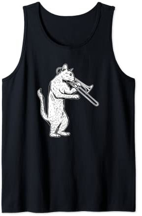 T-Shirt mit Jazz-Katze, spielt Posaune Tank Top