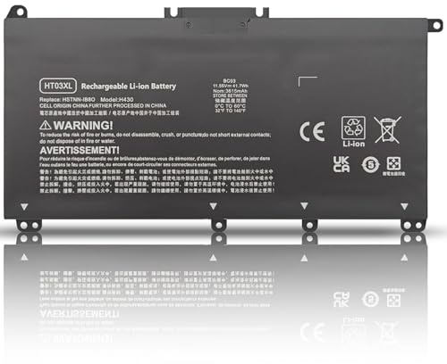 Hafiuege HT03XL TF03XL L11119-855 Batterie Compatible avec HP Pavilion 14-CE 14-CF 14-DF 15-CS 15-CW 15-DA 15-DB 15-DW 17-by 17-CA L11421-542 L11421-2C2 HSTNN-LB8M HSTNN-DB8R 11.55V 3630Mah