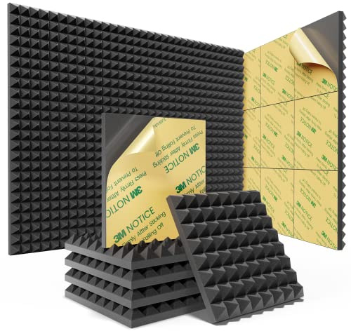 Sonicism 12 Pack Sound Proof Foam Panels for Walls Self-Adhesive 12X12X1