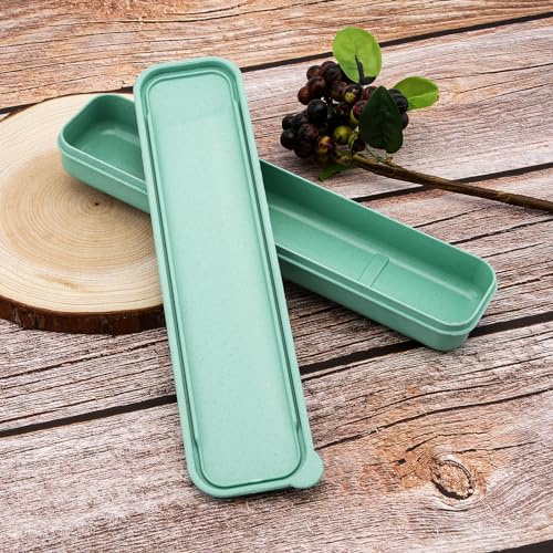 OriGlam 1 x wiederverwendbare Utensilien, Weizenstroh, Reise-Besteckbox, tragbares Geschirr, Besteckbox für Picknick, Camping