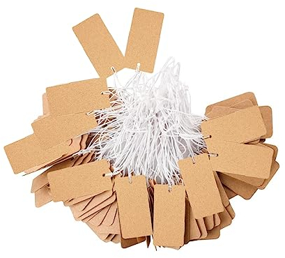 SJBAUTYO 200 Stück Anhänger Etiketten,2 * 3cm Preis-Etiketten mit Schnur,Für Kleidung,Schmuck,Geschenke