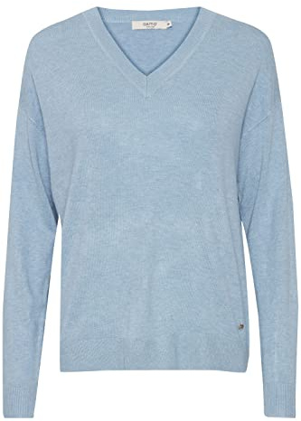 OXMO OXHelle - 21800078-ME Dam Tröjor Dam Stickad Tröja Finstickad, Blue Bell Melange (1441211), XL