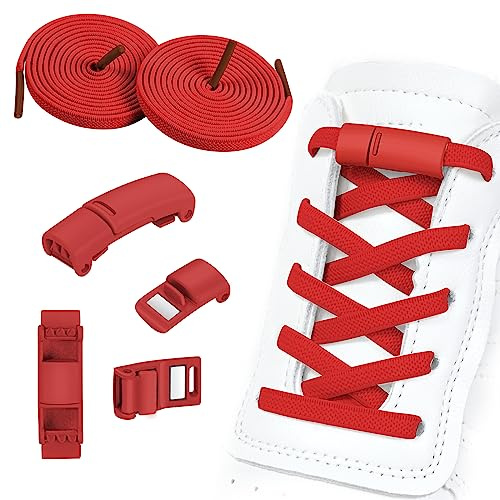 OSDUE 2 Paar Elastische Schnürsenkel, Ohne Binden, Schuhbänder mit Metall Lock, Schuhbänder ohne binden für Kinder Erwachsene Schuhe, GummiSchürsenkel, Schnellschnürsystem