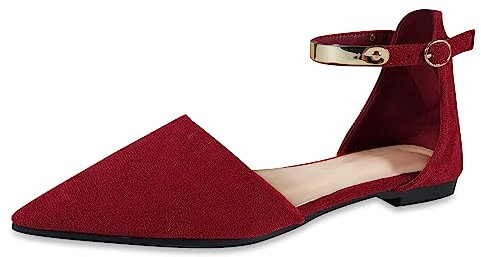 MACHSWON Womens Ballet Flat Slip On D'Orsay Pointed Toe Ballet Pumps Dolly Shoes(Wine Red, Size 7)