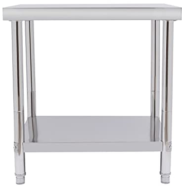 WDZCZDoo Edelstahl Arbeitstisch 2-lagig – Rostfrei, 400 kg Tragkraft, Profi Gastro Edelstahltisch Küchentisch für Restaurant Küche Bar Hotel Garage, 76x60x80 cm