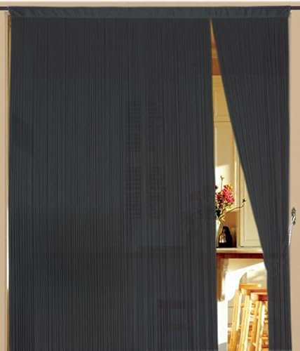 Kaikoon Fadenvorhang Vorhang Fadenstore Fadengardine Messe 150 cm x 700 cm grau