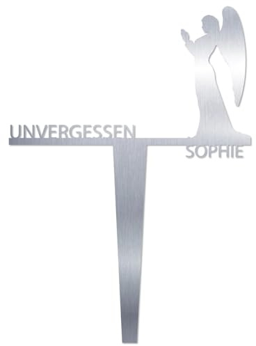 MOCAVI Grabstecker Engel liebevoll personalisiert & wetterfest Edelstahl V4A Grabschmuck Andenken letzter Gruß liebevolles Grabschild Grabschmuck für Allerheiligen und Totensonntag Motiv Sophie