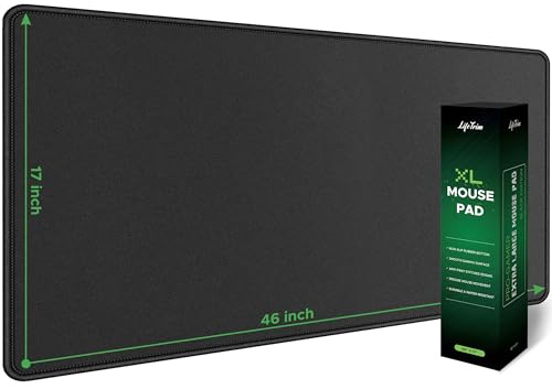 LifeTrim Huge 46”x17” 5mm Gaming Mouse Pad Large Mouse Pad for Desk Gaming Giant Black XXL Thick Long Extra Large Extended Big Gamer Desk Mat