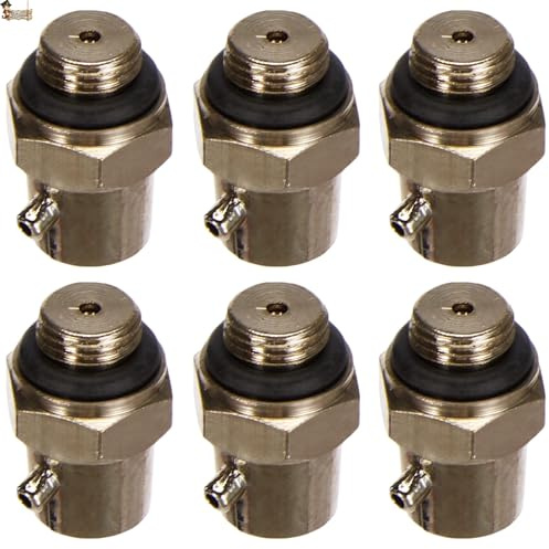 BricoLoco.com Llave de purga para radiador con válvula de salida orientable. ¡¡¡ PACK 6 uds.!!! Purgador radiador con tornillo de apertura y cierre. Rosca macho 3/8”. (6)