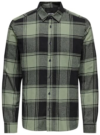 ONLY & SONS Herren Onsgudmund Checked Shirt Noos Langarmhemd, Schwarz, L EU