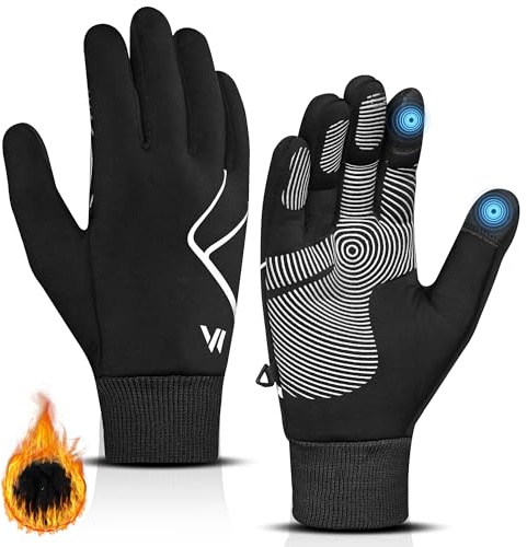 WESTWOOD FOX Winter-Laufhandschuhe, warm, leicht, rutschfest, Touchscreen-Fahrradhandschuhe für Männer und Frauen, Thermo-Innenhandschuhe für Sport, Arbeit, Wandern, Autofahren