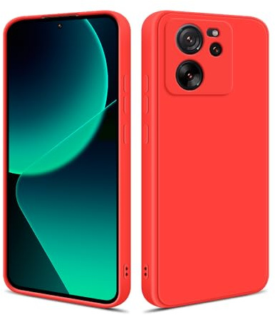 HSP Funda para Xiaomi 13T Pro, Carcasa Silicona, Case, Antipolvo, Roja | Antigolpes, antiarañazos, cortes precisos, bordes elevados, cámara protegida, capa cover, protector para móvil y teléfono
