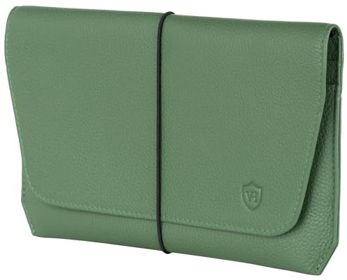 VON HEESEN Leder Reisepasshülle mit RFID-Schutz - Passport-Hülle aus echtem Leder - Reisepass-Organizer für stilbewusste Damen & Herren in Grün