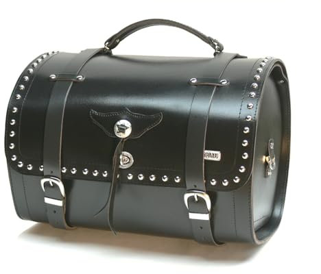 SPAAN 42 Litre Black Genuine Leather Studded Top Case