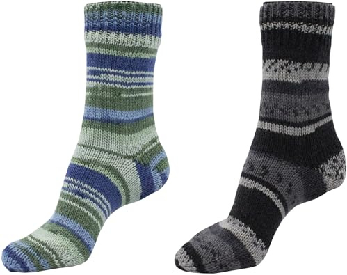 Sockenwolle Strumpfwolle Color 6-fach – 2x150gr Set - | 2x150gr Set, 6 fädige Sockengarn- 375m- pro Knaul- für besonders warme Socken- Nadelstärke-3,5-4,5mm , -Made in Europe