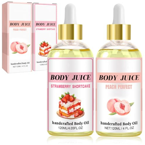 2 Stück Körperöl Massageöl, 120 ml Body Juice Oil, Hand Crafted Body Oil für Frauen, Feuchtigkeitsspendend