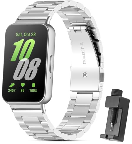 CHULN Metallarmband, kompatibelt med Samsung Galaxy Fit 3, justerbart ersättningsarmband i rostfritt stål för Galaxy Fit 3 (ingen värd), 220 millimetri