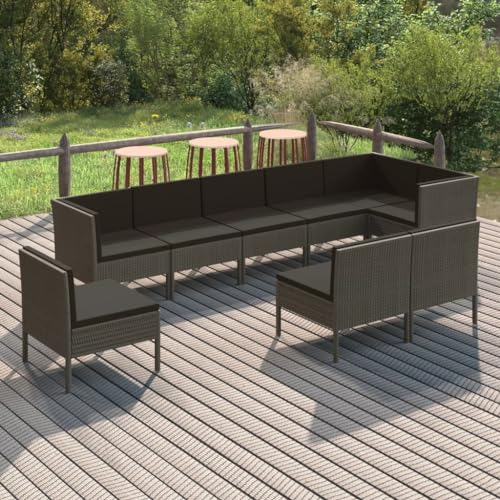 DYRJDJWIDHW Outdoor Kissen,gartenliege wetterfest,paletten,9-TLG. Garten-Lounge-Set mit Auflagen Poly Rattan GrauGeeignet für Garten, Swimmingpool, Wohnzimmer, Terrasse
