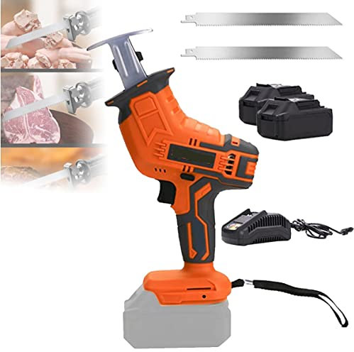 Scie Sabre sans Fil, Scie Viande électriques,avec Batterie et Lames de Scie, pour Couper Viande Congelée, Os, Métal, Bois, Plastique, Commercial et Domestique,1battery+1sawtooth