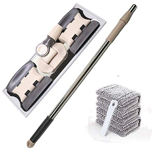 Mop piatto Mop per pulizia pavimenti per secchio Spazzolone per polvere Facile scopa in microfibra Tamponi rotanti in fibra superfine To pursue happiness