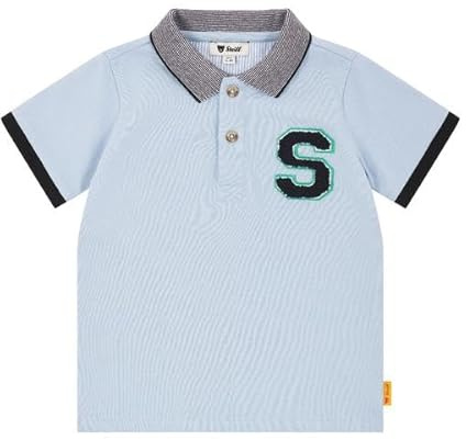 Steiff Poloshirt Kurzarm EU Größe 92 Chambray Blue, Polo-Shirt kurzärmelig, Polohemd für Kinder, Hemd mit Kragen, weich und bequem, waschmaschinenfest