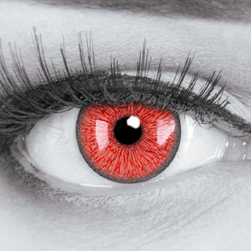MeralenS Farbige Kontaktlinsen 1 Paar Rote Adern Bloody Eye 1 Paar. Topqualität zu Halloween, Fasching, Fastnacht, Karneval Halloween gratis Kontaktlinsenbehälter ohne Stärke