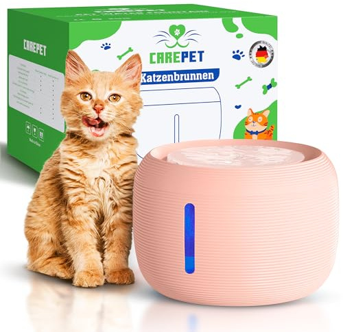 Fontaine à Eau Chat CarePet© - 2.5L - Automatique - Silencieuse - Distributeur Eau Chat - Idéal pour Les Chats, Les Petits Chiens (Rose, 2.5L)
