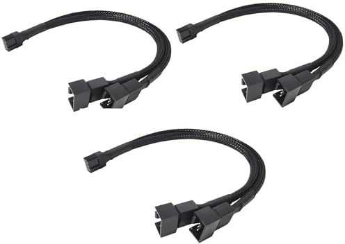 3 PCS 2-Wege 4-Pin PWM Kabel Lüfterverteilers - 27 cm, Pwm Fan Splitter, Fan Cable, Computer Lüfterkabel, Splitter, Y-kabel für Lüfter