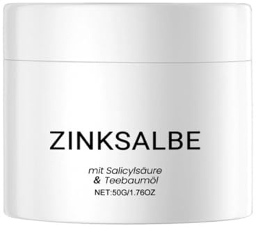 Zinksalbe Crème Anti-Boutons 50g - Zinc Cream Contenant De L'Huile De ThéIer Et De L'Acide Salicylique, Doux Et Non Irritant, Adapté à Tous Les Types De Peau