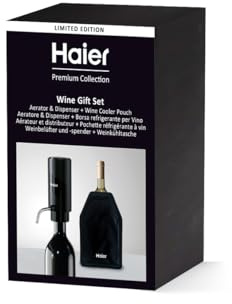 Haier Pack Accessoires de Vin - Aérateur et distributeur de vin électrique pour une dégustation optimale et service raffiné, avec rafraîchisseur pour Bouteille, refroidit en 5 min - Edition Limitée