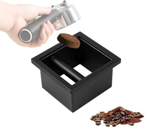 Caja De Golpe De Café, Contenedor De Eliminación De Posos, Sin Fondo, Con Boca Plana Integrada, Contenedor De Posos De Café De Acero Inoxidable, Eliminación Cajon Posos Cafe Para Posos De Café