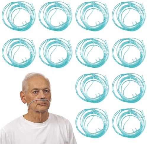 WANDGU Oxígeno Cánula Nasal: Paquete de 12 de Tubo de Oxígeno de Silicona Transparente con Conexión Libre, Tubo de O2 de 5 m para Terapia Respiratoria y Dispositivos de Inhalación (Interfaccia 8mm)