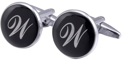 Cufflinks For Men Manschettenknöpfe Herren Initialien Silber Schwarz Versilbert B für Herren Père Fils Valentinstag Unternehmen Fête Des Pères