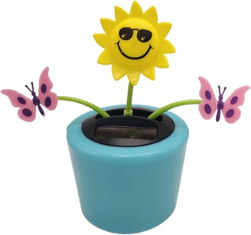 Cute Solar Dancing Flowers Swinging Sunflower Insect Flip Flap Flowers Eco-Friendly Solar Power Bobblehead Dancing Flowers for Car Home Decoration Solar Power Kits