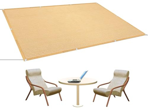Vele Ombreggianti Rettangolari 1.2 x 3.4 m Telo Parasole in HDPE Anti UV Tenda da Sole Tenda a Vela Impermeabile con Occhielli a Vela per Balcone, Giardino, Color Crema