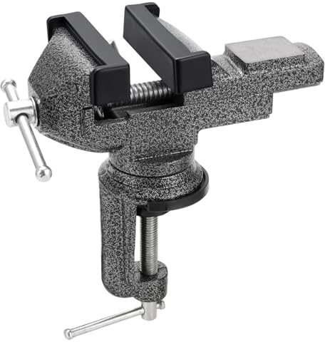 DAKFOOK 70mm Table Vice Clamp, 360° Swivel Base Bench Vise Clamp, Portable Cast Iron Heavy Duty Vice for Workbench, Woodworking, Drilling, Metalworking