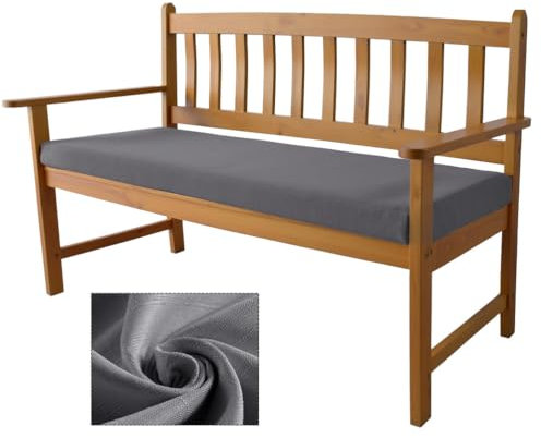 ZSWXF Bankauflage Outdoor 140x50x5cm, Sitzkissen Bankkissen Sitzpolster Outdoor Bank rutschfeste Leinenstoff,Abnehmbarer Bankauflagen Waschbare Sitzbank Auflage Sitzauflage Gartenbank,Grau
