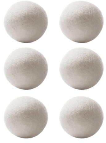 Wool Dryer, Laundry Balls, Natural Softener, Anti Static Material, Reusable Fabric Solution, 6-Piece Set, 2.36 inches, Friendly Material Choice, Ideal for Clothes, Towels, Bedding Drying