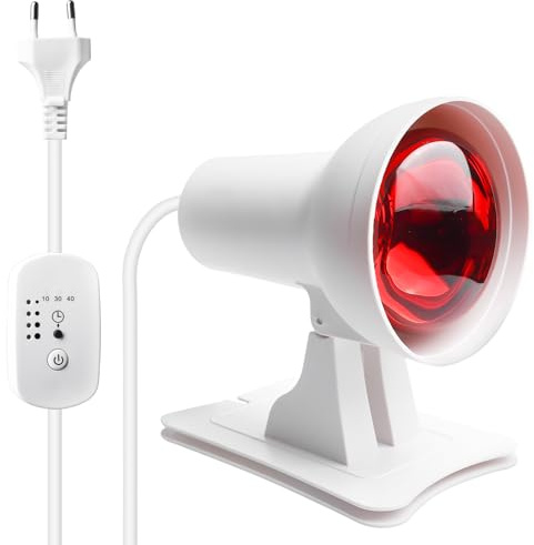 GBKDQQ Infrarotlampe Rotlichtlampe Wärmelampe 150W mit Zeitschaltuhr, einstellbarem Winkel & Temperatur - Therapielampe für Muskelentspannung, Gelenkschmerzen & Wärmetherapie zu Hause